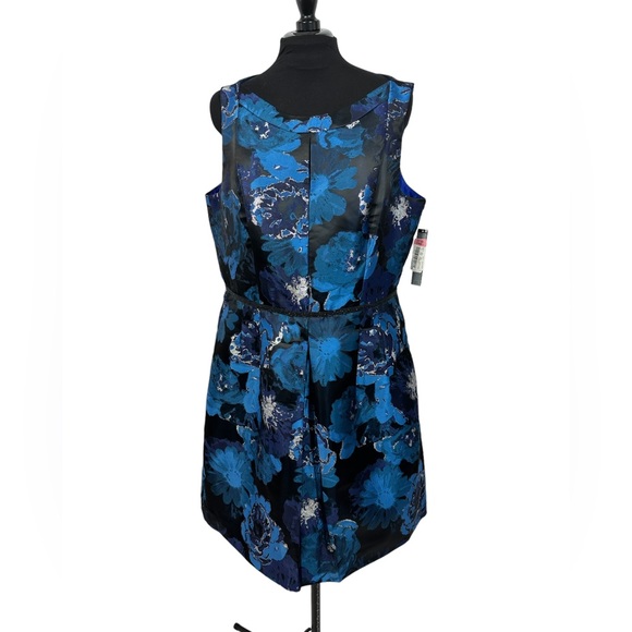NWT ASL Tahari Blue & Silver Floral Dress - Picture 3 of 14